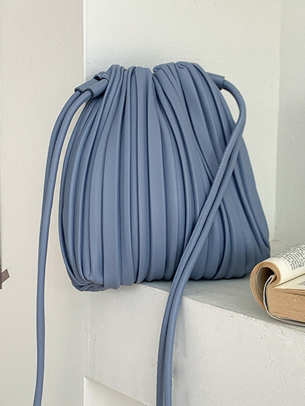 Drawstring Pleated Split-Joint Crossbody Bags