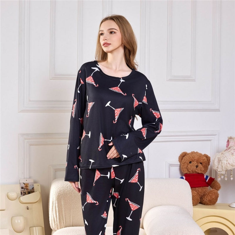 Women Casual Christmas Print Pajamas