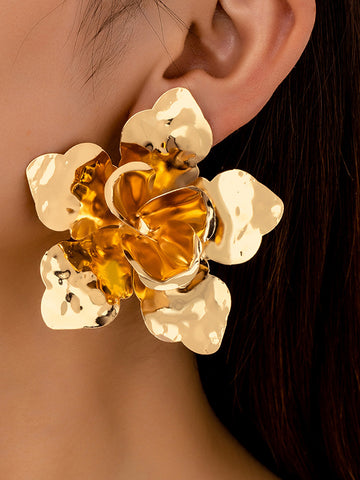 Flower Shape Solid Color Drop Earrings