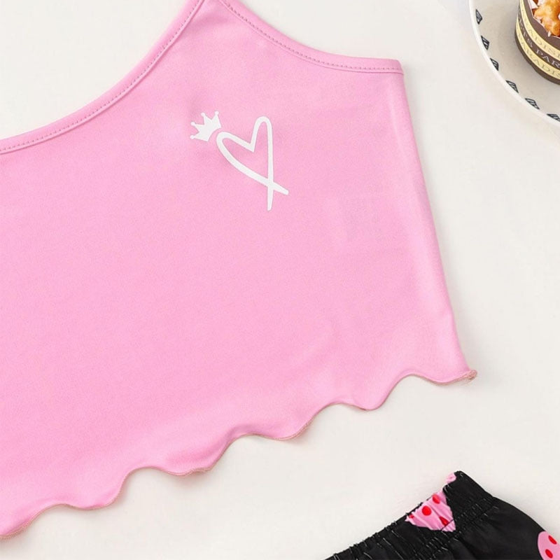 Women Fashion Heart Print Pajamas Two-Piece Set