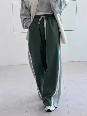 High Waisted Loose Drawstring Elasticity Split-Joint Pants Trousers