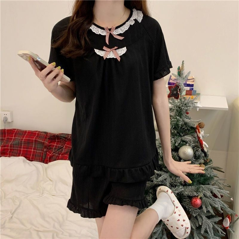Women Minimalist Short Sleeve Top And Shorts Pajamas Set