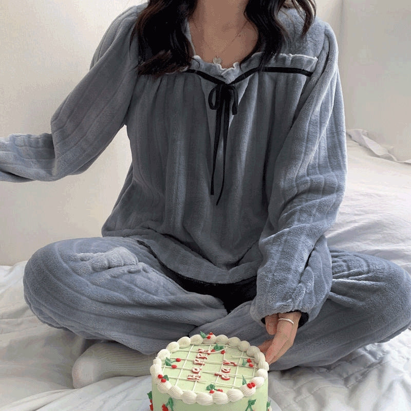 Winter Women Coral Fleece Pajamas Two-Piece Set