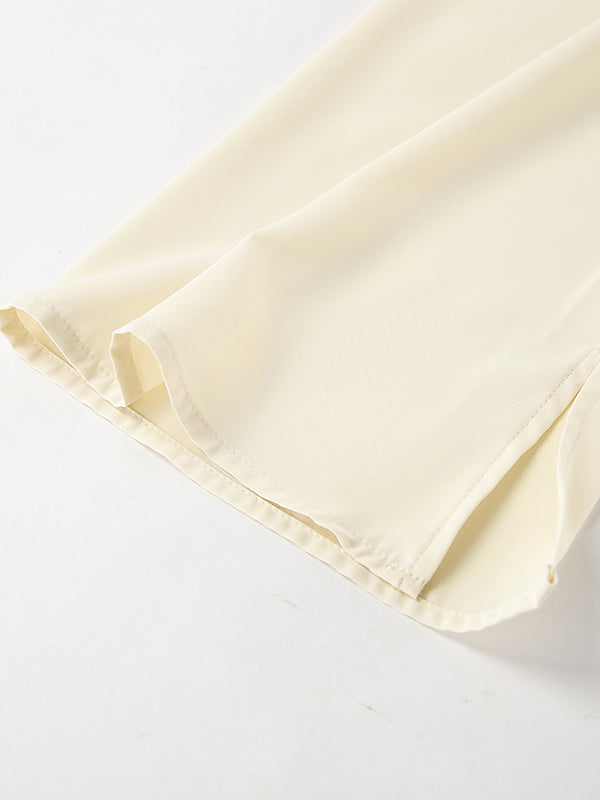 Flared Sleeves Long Sleeves Solid Color Twist Half Turtleneck Blouses&Shirts Tops