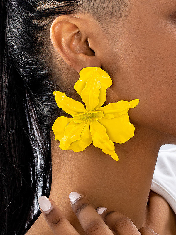 Flower Shape Solid Color Earrings Accessories