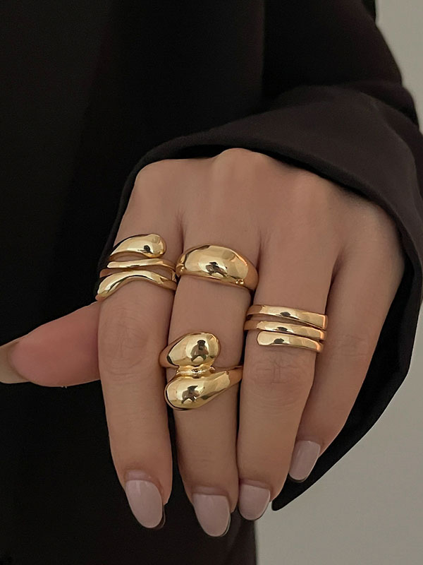 Geometric Solid Color Rings Accessories