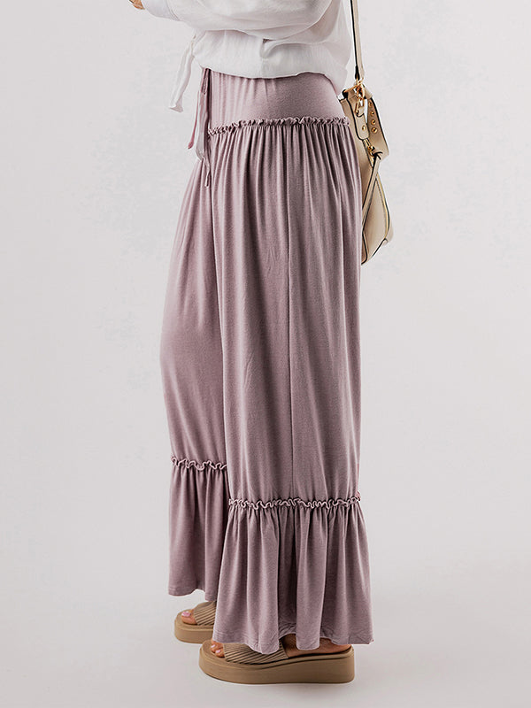 High Waisted Loose Pleated Solid Color Pants Trousers
