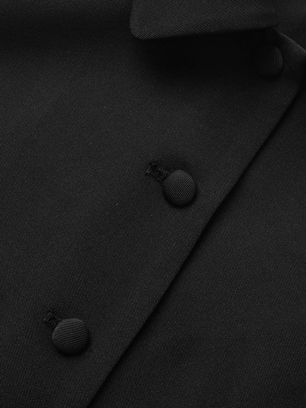 Solid Color Split-Joint Lapel Long Sleeves Blazer Suits + Pleated Mini Skirts Two Pieces Set