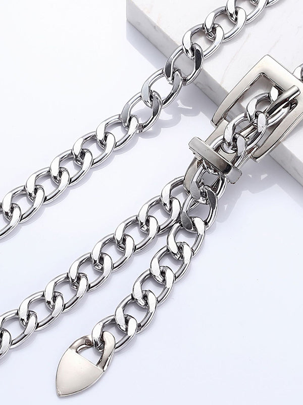 Buckle Chains Solid Color Belts