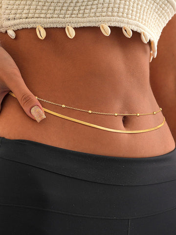 Chains Solid Color Waist Chain Accessories Two Pieces