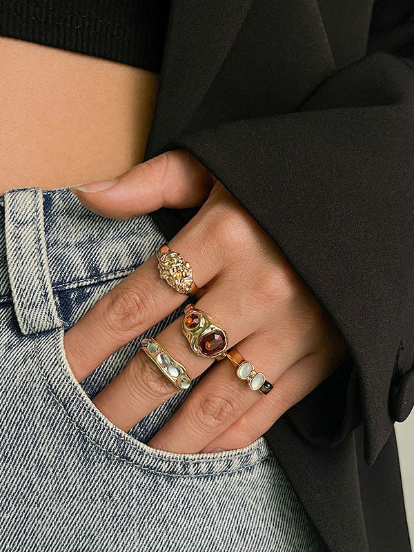 Geometric Rhine Stones Rings Accessories