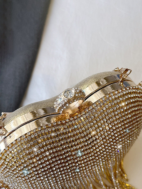 Heart Shape Shiny Tasseled Evening Bags & Clutches