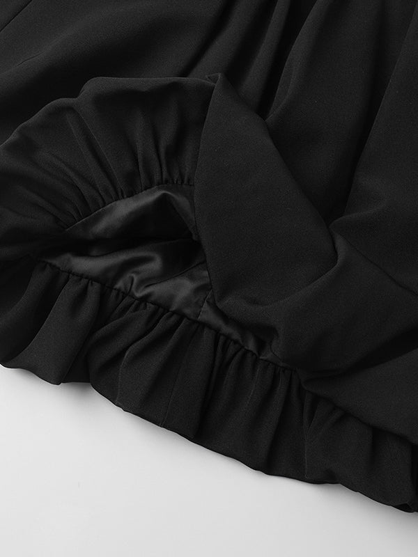 Solid Color Split-Joint Lapel Long Sleeves Blazer Suits + Pleated Mini Skirts Two Pieces Set