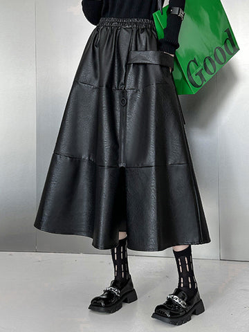 A-Line Hipster Solid Color Split-Joint Zipper Skirts Bottoms