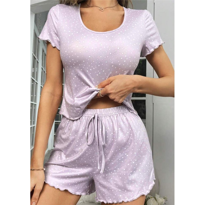 Women Casual Printed Pajamas Two-Piece Set