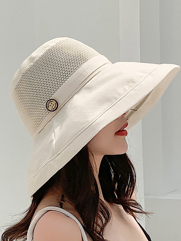 Hollow Lace-Up Printed Split-Joint Sun Hat