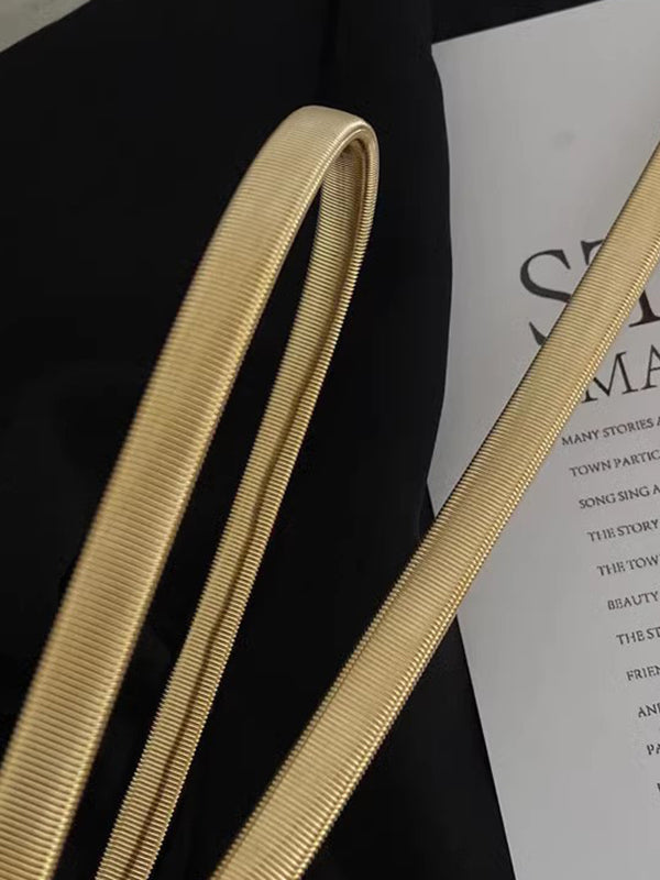 Buckle Geometric Pleated Solid Color Belts