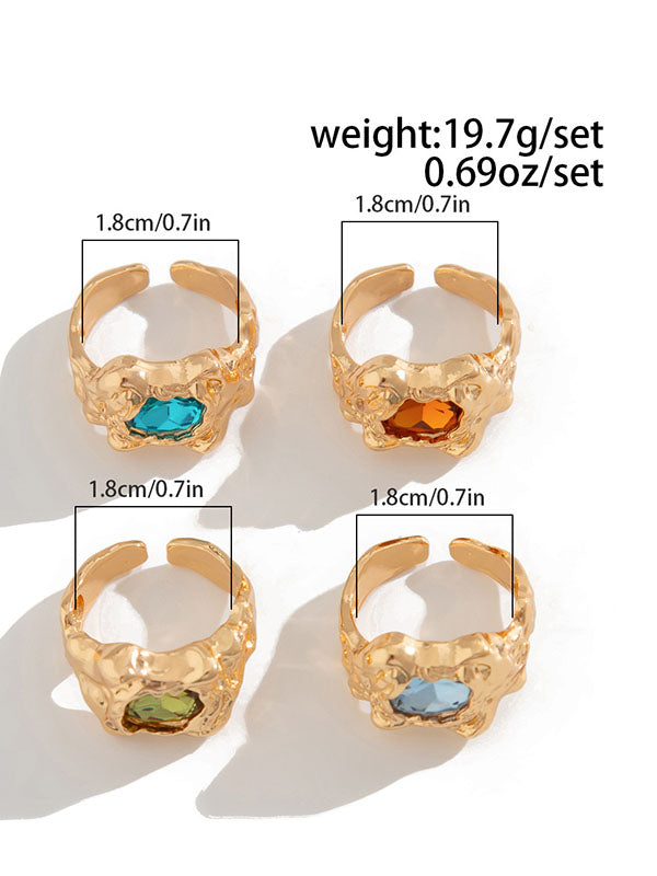 Geometric Rhine Stones Rings Accessories