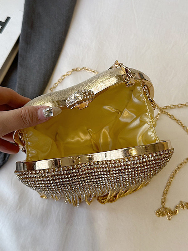 Heart Shape Shiny Tasseled Evening Bags & Clutches