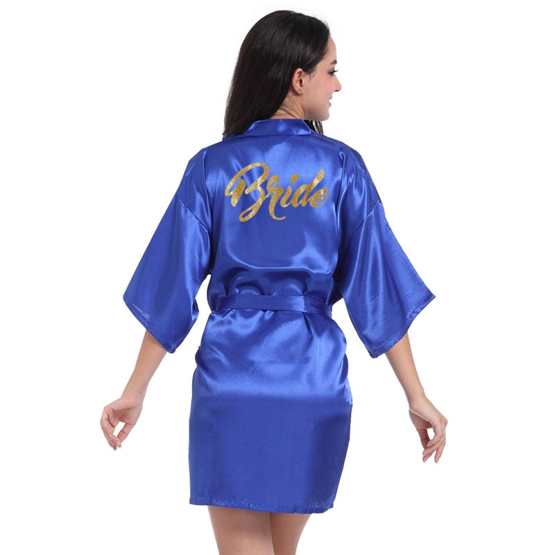 Women Fashion Casual Letter Printed Long-Sleeve Lace-Up Dress Pajamas