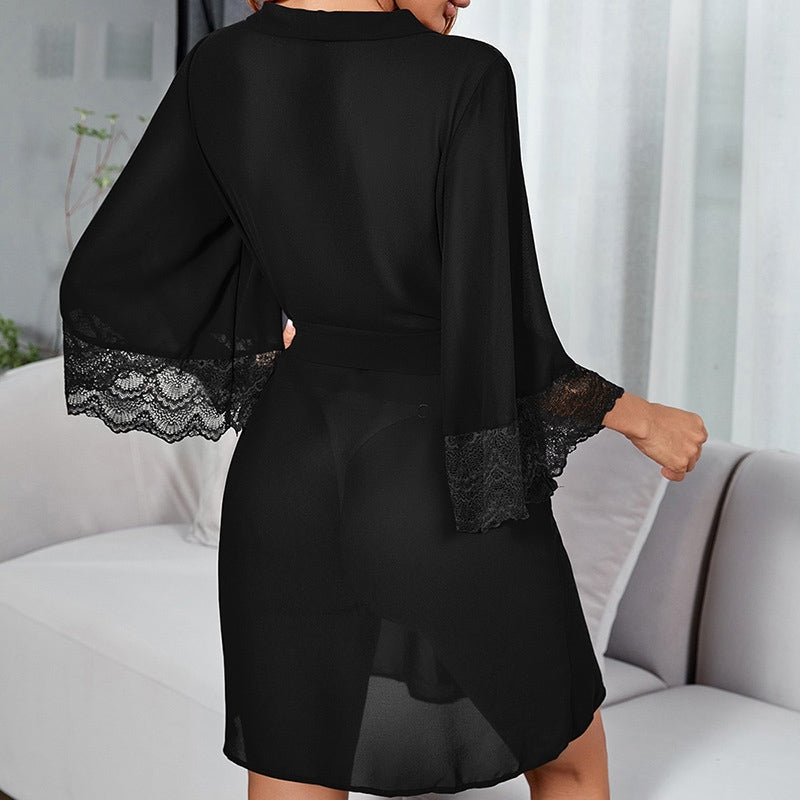 Women Fashion Sexy Lace Chiffon Pajamas