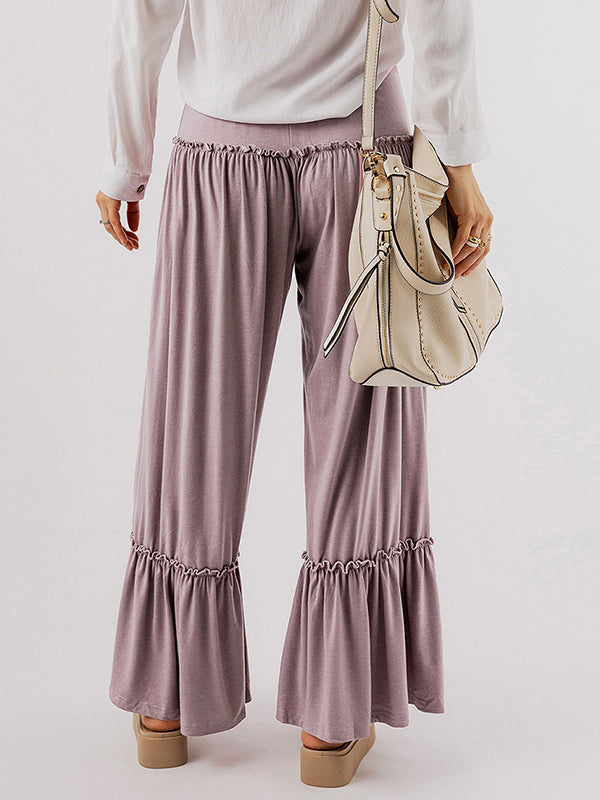 High Waisted Loose Pleated Solid Color Pants Trousers
