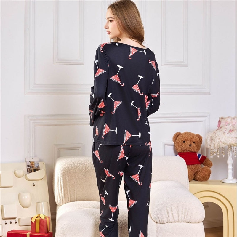 Women Casual Christmas Print Pajamas