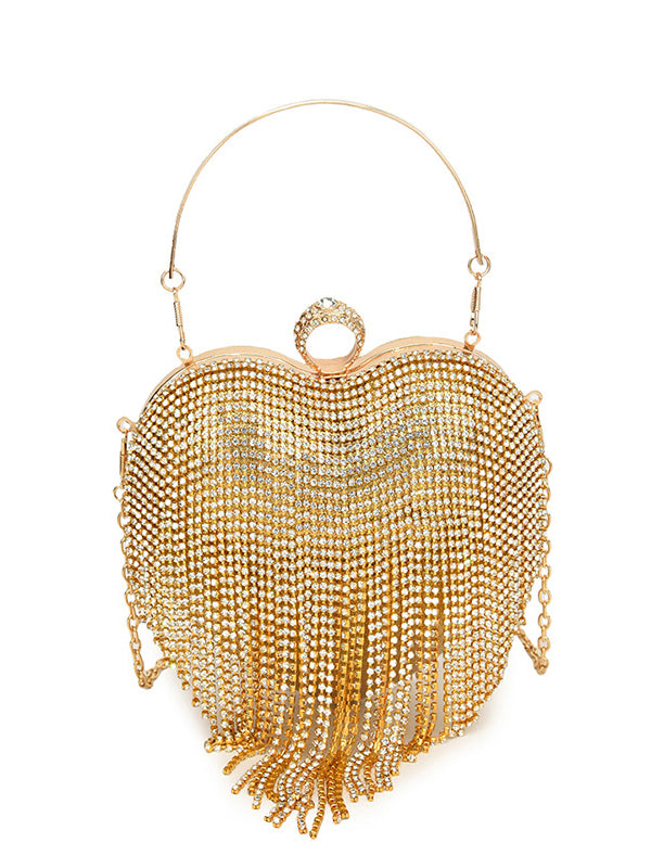 Heart Shape Shiny Tasseled Evening Bags & Clutches