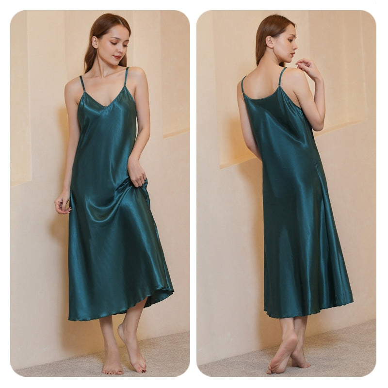 Women Sexy Solid Color Sling Nightgown
