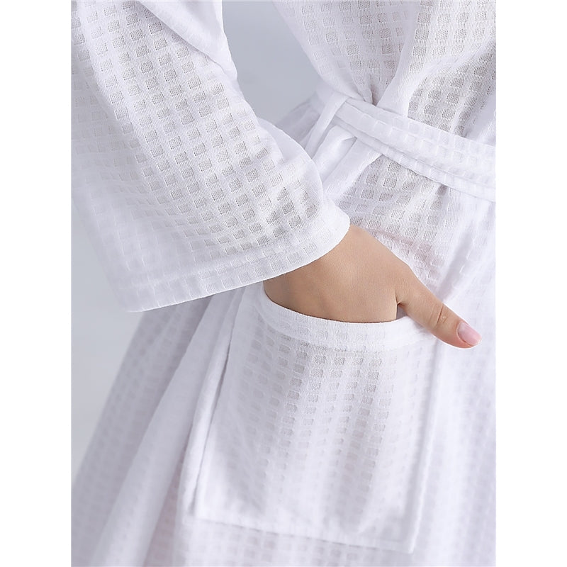 Fashion Casual Solid Color Waffle Thin Long-Sleeve Lace-Up Pajamas