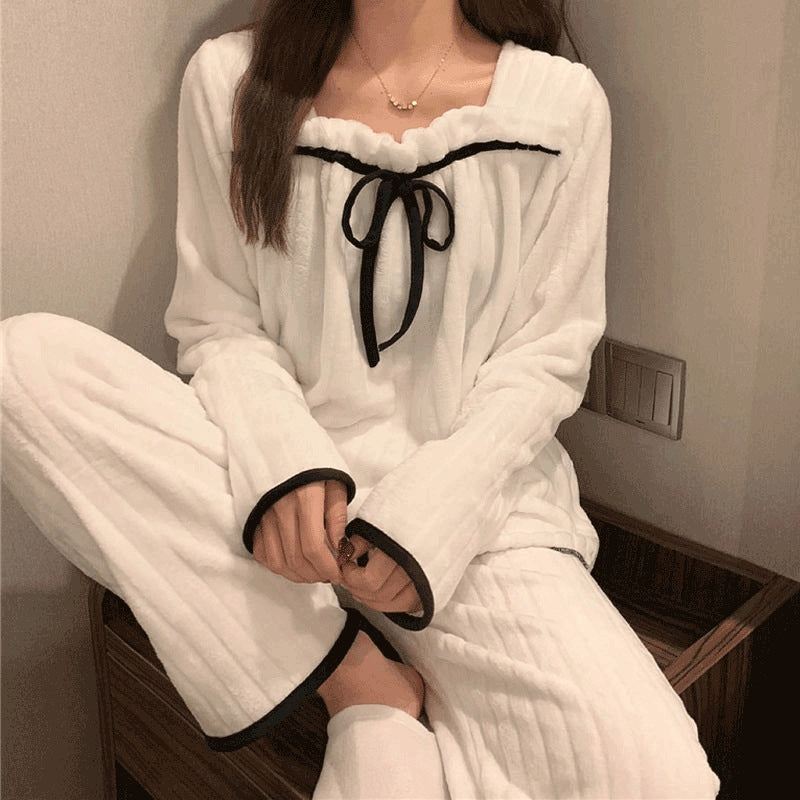 Winter Women Coral Fleece Pajamas Two-Piece Set