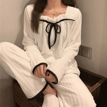 Winter Women Coral Fleece Pajamas Two-Piece Set