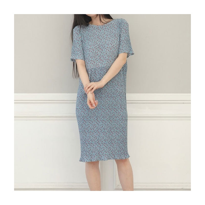 Women Fashion Casual Floral Printed Short Sleeve Loose Dress Pajamas