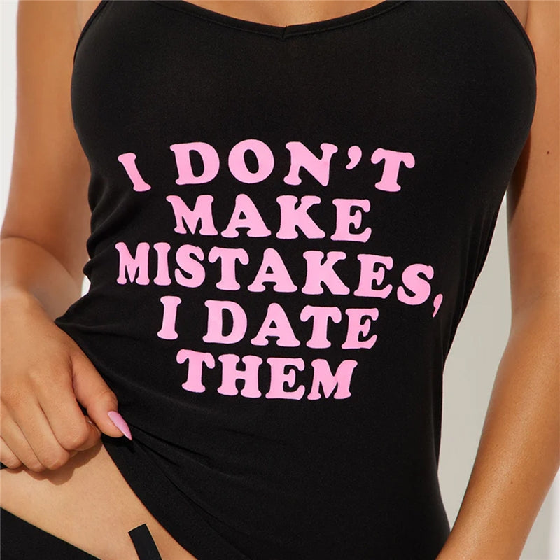 Women Fashion Sexy Letter Printed Camisole Tight Shorts Pajamas Two-Piece Set