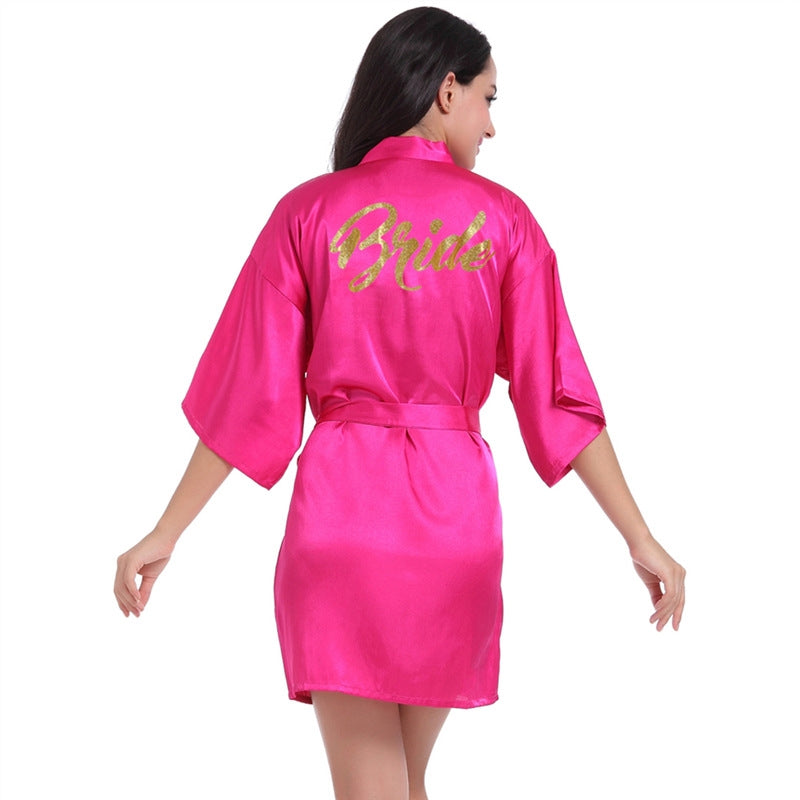Women Fashion Casual Letter Printed Long-Sleeve Lace-Up Dress Pajamas