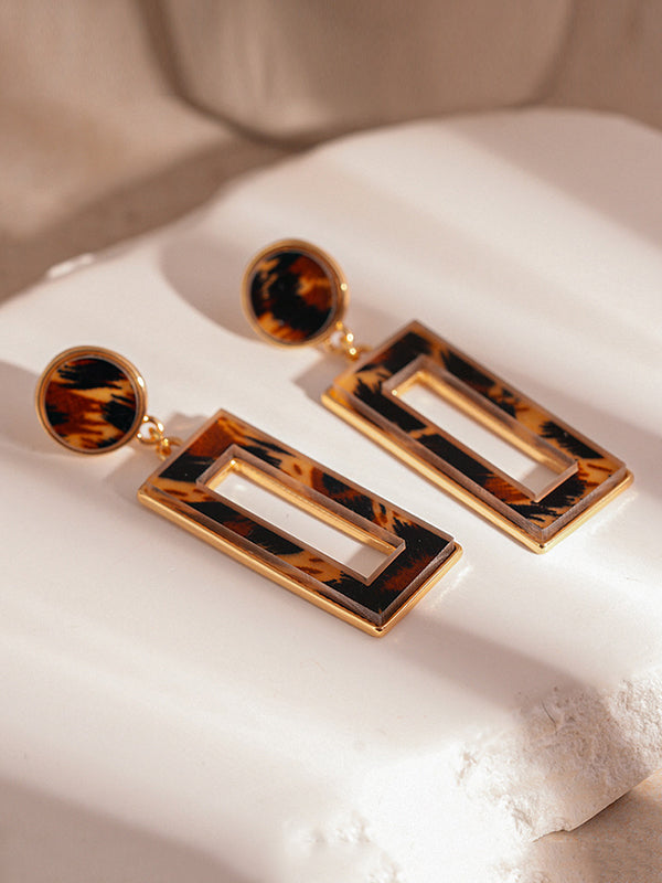 Geometric Hollow Leopard Split-Joint Earrings Accessories