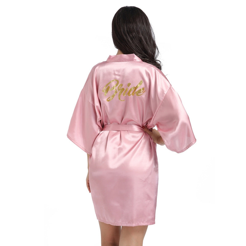 Women Fashion Casual Letter Printed Long-Sleeve Lace-Up Dress Pajamas