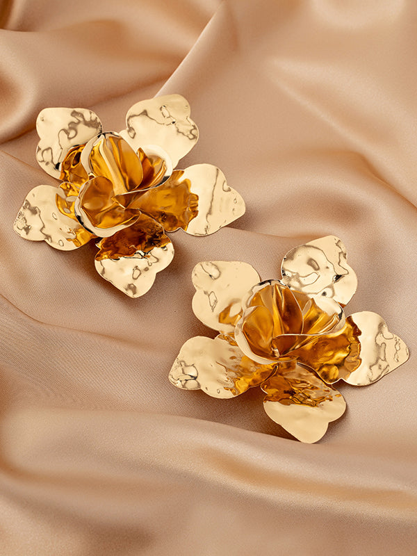 Flower Shape Solid Color Drop Earrings