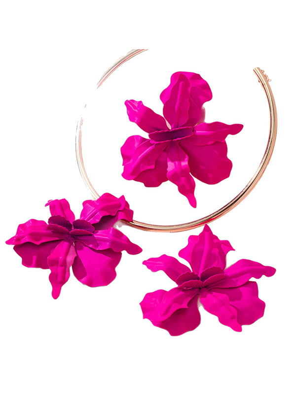Flower Shape Drop Earrings + Necklaces Accessories
