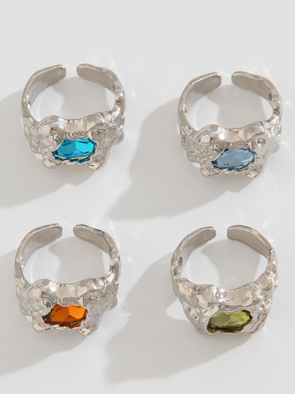Geometric Rhine Stones Rings Accessories