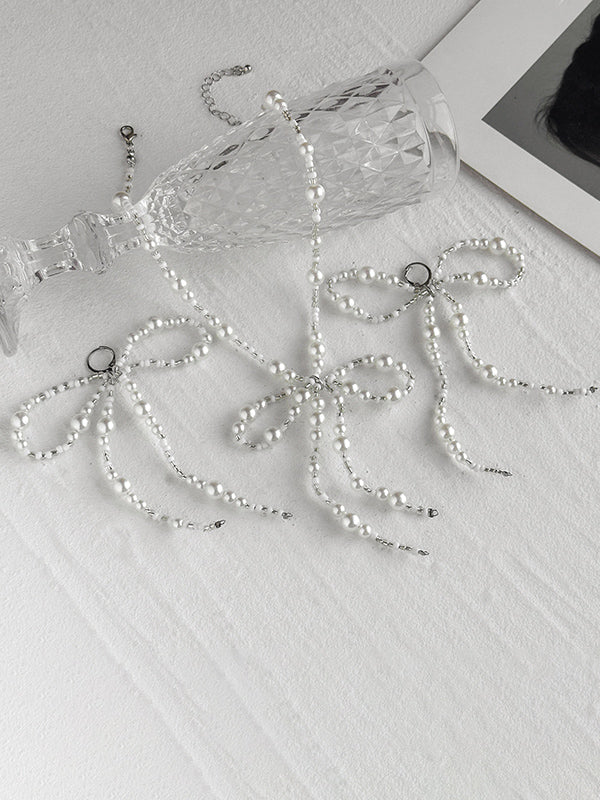 Bowknot Drop Earrings + Necklaces Accessories