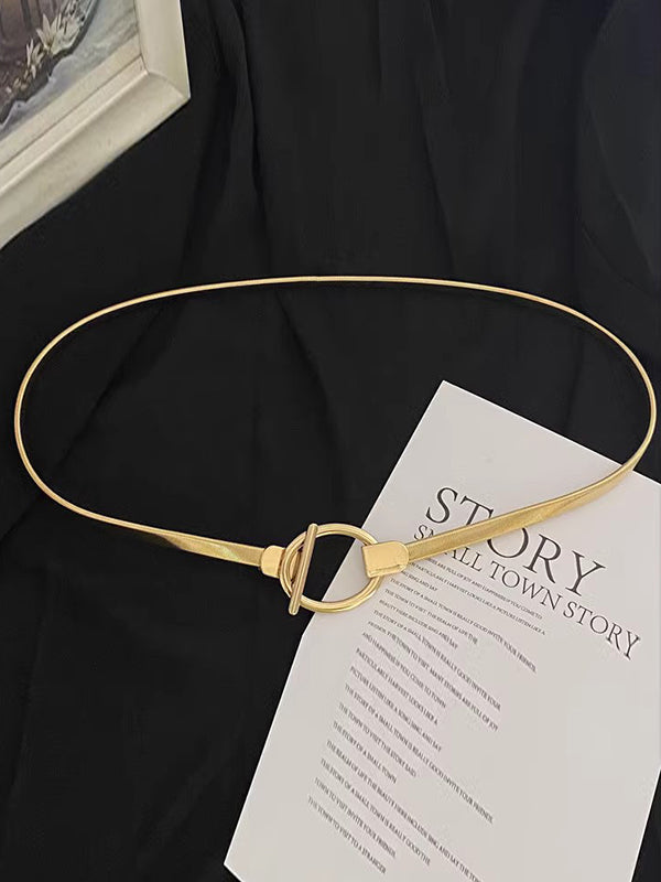 Buckle Geometric Pleated Solid Color Belts