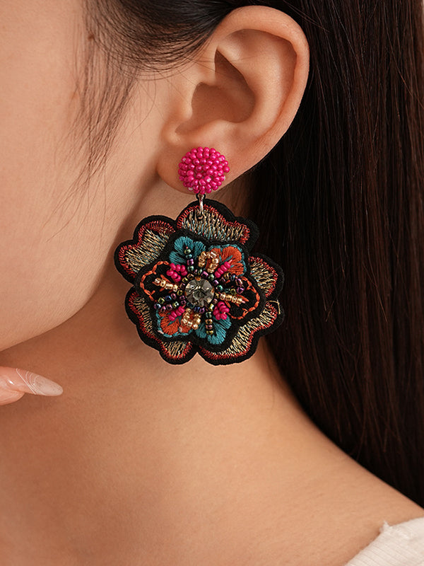 Beaded Flower Shape Split-Joint Earrings Accessories