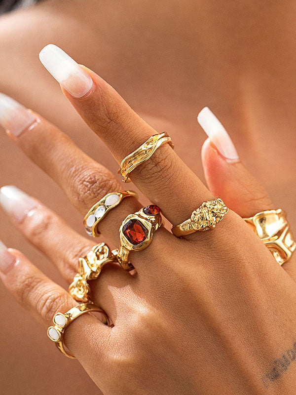 Geometric Rhine Stones Rings Accessories