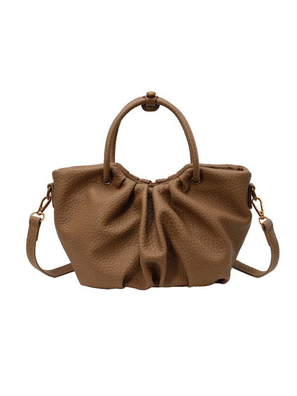 Pleated Solid Color Zipper Crossbody Bags Handbags