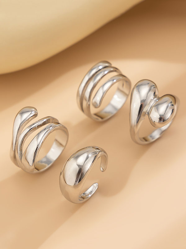 Geometric Solid Color Rings Accessories