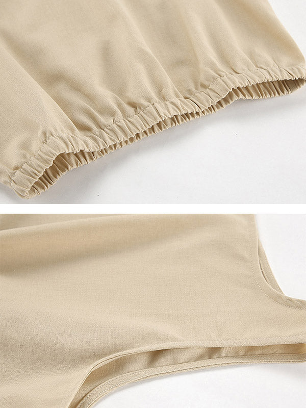 Loose Elasticity Solid Color Split-Joint Round-Neck Vest + High Waisted Split-Side Pants Two Pieces Set