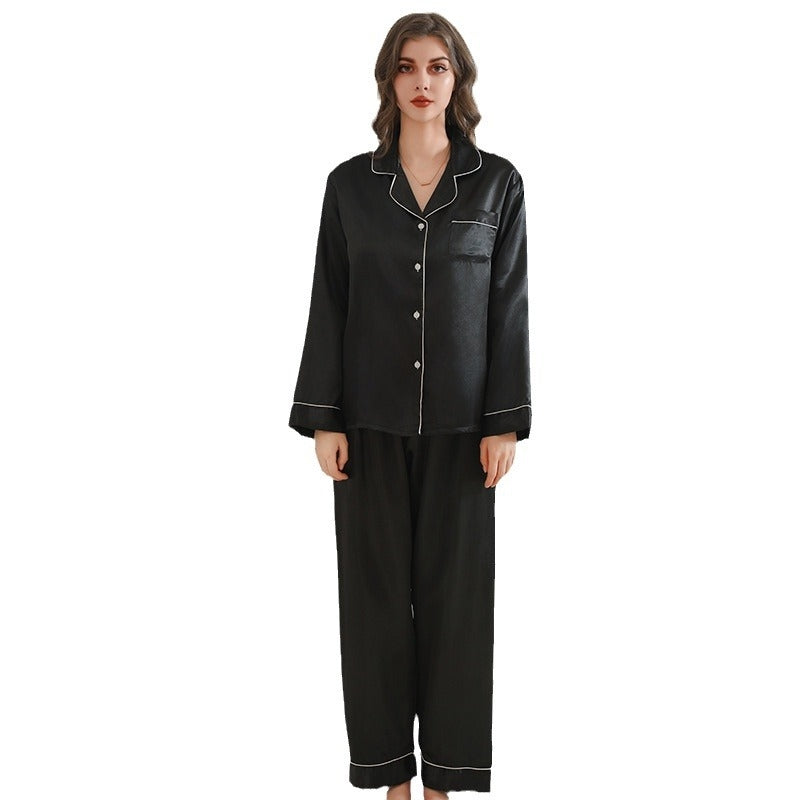 Women Fashion Casual Lapel Long Sleeve Blouse Loose Pants Pajamas Two-Piece Set