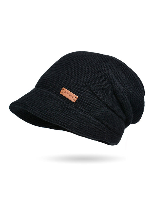 Flat Brim Solid Color Split-Joint Hats Knitted Hats