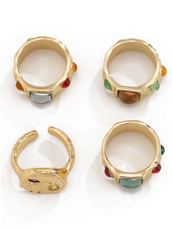 Geometric Rhine Stones Rings Accessories
